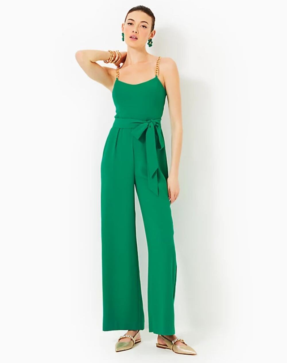 LILLY PULITZER Women's Zemira Sleeveless Jumpsuit Size 16 Green Fiddle Leaf NWT